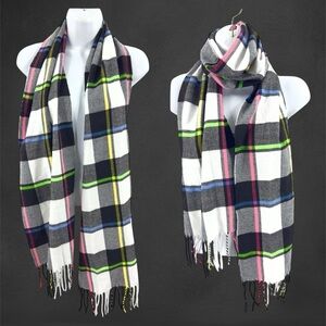 100% Cashmere Scarf Made In Scotland Plaid Soft Cozy Luxury Winter Ski Outdoor